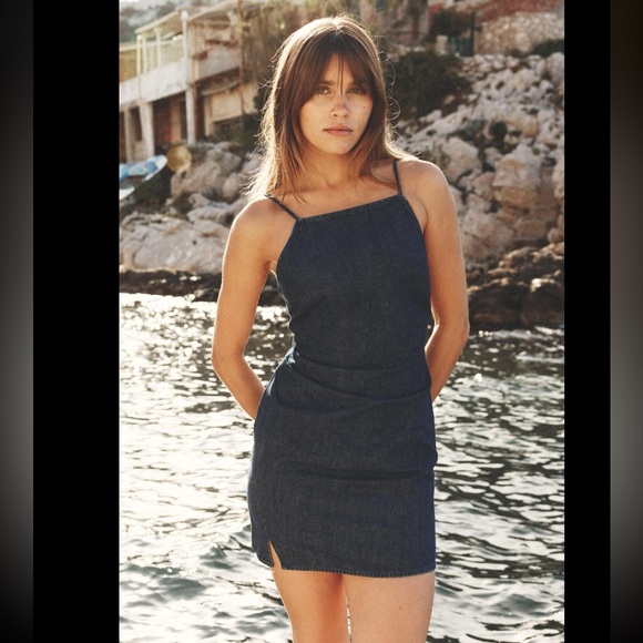 DRAPED TRE DENIM DRESS - Picture 5 of 9